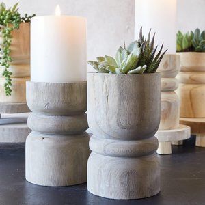 Grey Paulownia Wood Pillar / Large